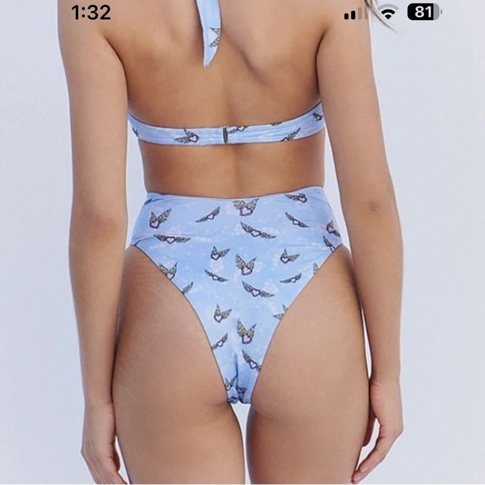 Frankies Bikinis X Victoria's Secret Flying Heart Cheeky Bikini Blue‎ M/L NWT